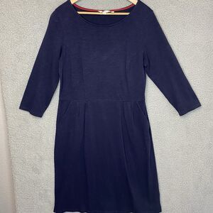 BODEN Midi Dress Womens Size 12R Blue with Pockets 100% Cotton